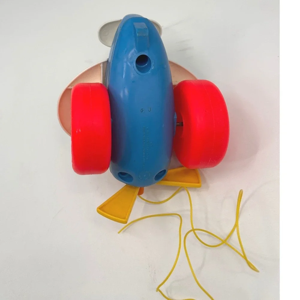 Vintage 1980 Fisher Price #171 Pull Along Airplane Toy Pilot Propeller Collector